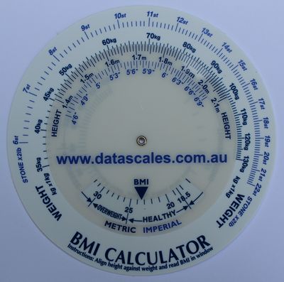 BMI Calulator wheel with Datascales company website